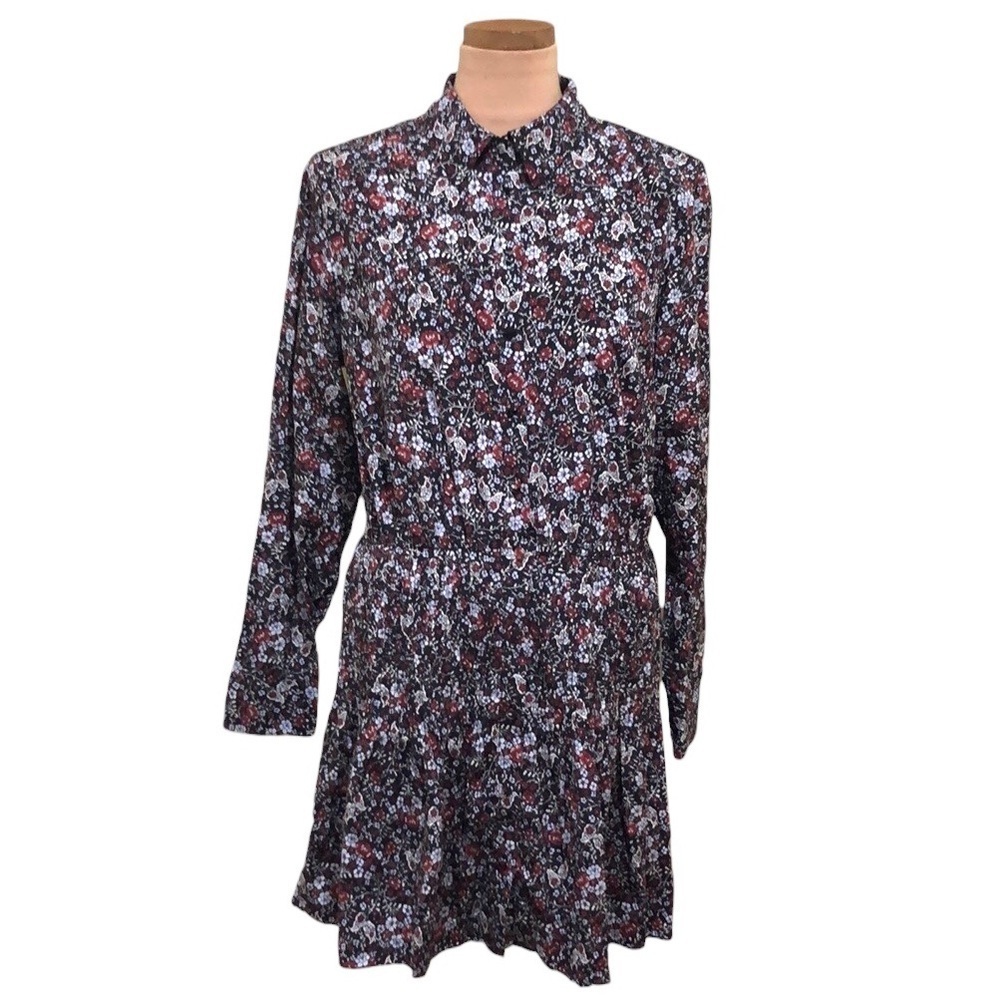 Veronica Beard Rory Shirt Dress Shirtdress Size 8 Navy Blue Floral